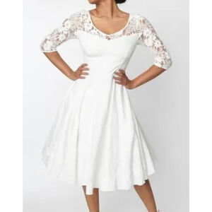 TIMELESS LONDON Unique Vintage 6 S White 1950s Swing Lace Bridal dress NWT B28